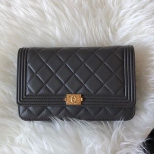 SOLD Gray w/ Gold Hardware Chanel Boy WOC